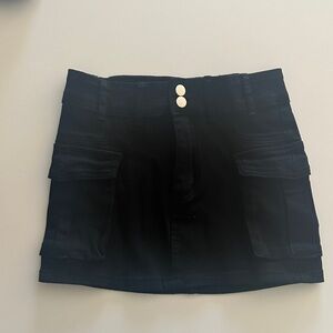 Black denim Mini Skirt with Pockets stretchy